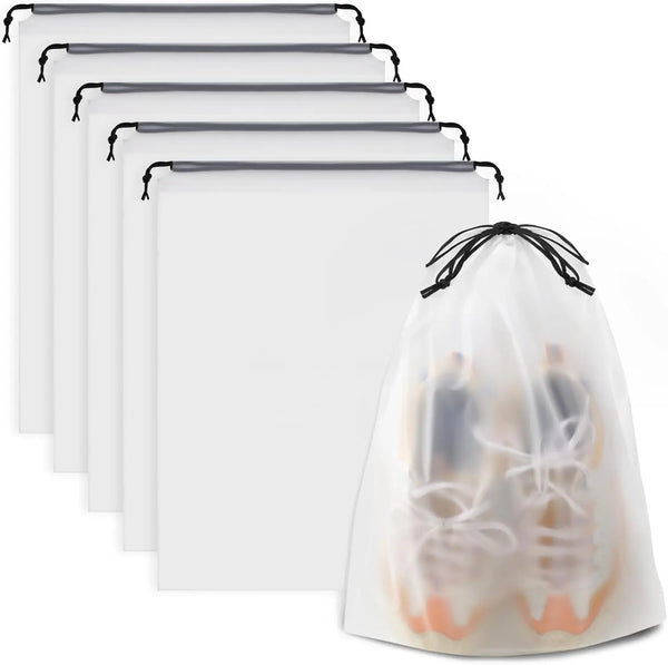 Waterproof Travel Drawstring Shoe Bags for Packing, Storage, Travel Essentials for Men and Women, 15.7 x 11.8 inches, Clear, 5 pieces Trendikart – Shop Trending Products Online in Pakistan
