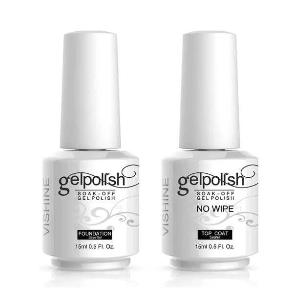 Vishine 15ml No Wipe Top Coat Base Coat Soak off UV LED Drying Long Lasting Shiny Nail Varnish Set Trendikart – Shop Trending Products Online in Pakistan