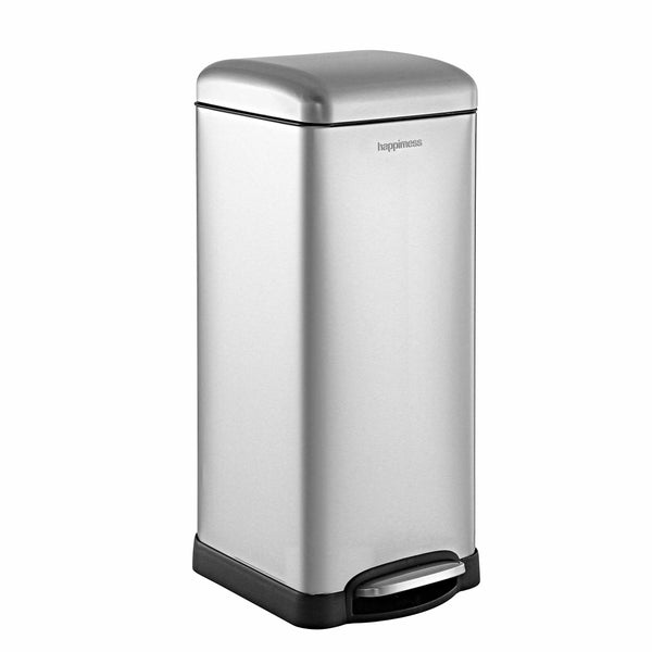 happimess HPM1007A 8-gallon silver step-on trash can with soft-close lid and fingerprint resistant finish