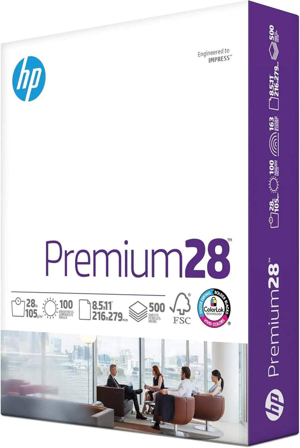 HP Printer Paper Premium 28 lb 8.5x11 Glossy White 500 Sheets Ream FSC Certified